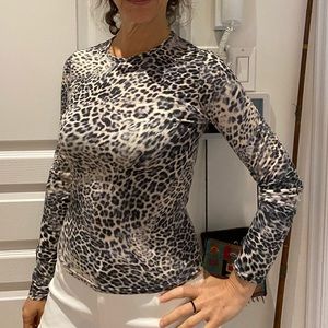 EUX Cottonade Long sleeve leopard print very soft stretchy top made in France